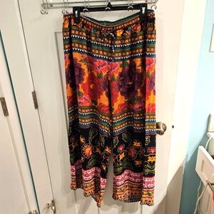 Rachel Roy Wide-Leg Palazzo Bohemian Pants Floral Size 1X Colorful Boho